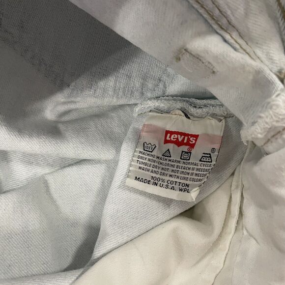 VTG 90’s Levi’s 501 White Straight Denim Blue Jeans Distressed Actual Size 34x28 - Picture 11 of 11